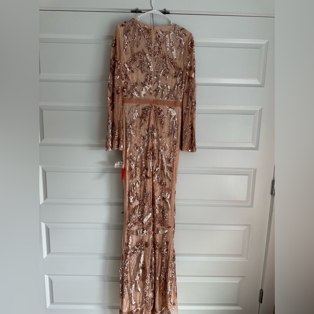 Mac Duggal Sequined Faux Wrap Style Split Sleeve … - image 7